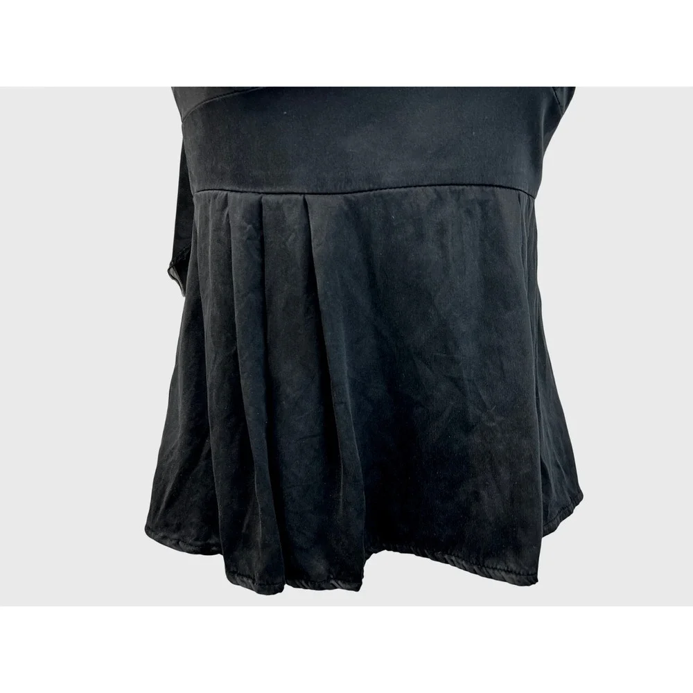 Nanette Lepore Camisole Women 4 Black Good Silk Braided Strap Peplum‎ Blouse